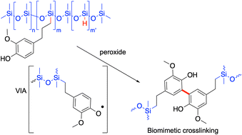 Graphical abstract: Learning from the trees: biomimetic crosslinking of silicones by phenolic coupling