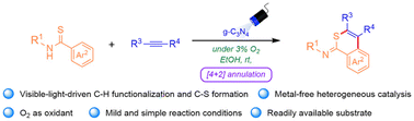 Graphical abstract: Heterogeneous visible-light promoted dehydrogenative [4 + 2] annulation of benzothioamides and alkynes under aerobic conditions