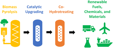 Graphical abstract: Advancements and challenges in the production of low-carbon fuels via catalytic fast pyrolysis of biomass through refinery integration and co-product generation