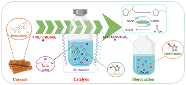 Graphical abstract: Enhanced upgrading of corncob to furfuryl alcohol with a novel silica-supported SO42−-TiO2 chemocatalyst and immobilized whole-cell biocatalyst