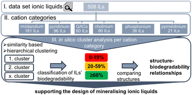 Graphical abstract: Identification of structure–biodegradability relationships for ionic liquids – clustering of a dataset based on structural similarity