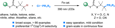 Graphical abstract: Photoinduced ligand-to-iron charge transfer enabled C(sp3)–H phosphorylation of hydrocarbons