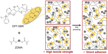 Graphical abstract: Tough tetrazine-functionalized styrene–butadiene rubber with self-adhesion through zinc–nitrogen coordination