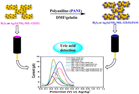 Graphical abstract: Evaluation of two core–shell (Ag2S@- and Bi2S3@-) sensors based on a metal–organic framework (NH2-MIL-125-Ti)/polyaniline for the electroanalysis of uric acid in urine samples