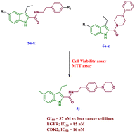 Graphical abstract: Discovery of new 5-substituted-indole-2-carboxamides as dual epidermal growth factor receptor (EGFR)/cyclin dependent kinase-2 (CDK2) inhibitors with potent antiproliferative action