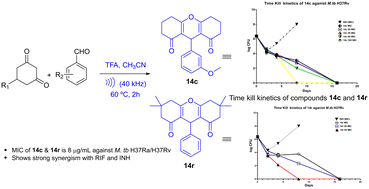 Graphical abstract: Trifluoroacetic acid-mediated synthesis of xanthene constructs and their extensive anti-tuberculosis evaluation