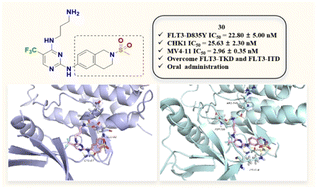 Graphical abstract: Discovery of 5-trifluoromethyl-2-aminopyrimidine derivatives as potent dual inhibitors of FLT3 and CHK1