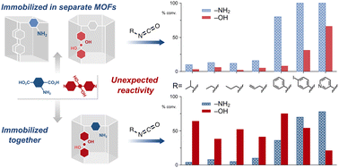Graphical abstract: Unexpected reversal of reactivity in organic functionalities when immobilized together in a metal–organic framework (MOF)