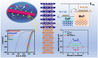 Graphical abstract: Constructing abundant interfaces by decorating MoP quantum dots on CoP nanowires to induce electronic structure modulation for enhanced hydrogen evolution reaction