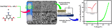 Graphical abstract: A 5-aminoisophthalic acid low molecular weight gelator based novel semiconducting supramolecular Zn(ii)-metallogel: unlocking an efficient Schottky barrier diode for microelectronics