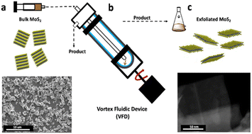 Graphical abstract: High conversion continuous flow exfoliation of 2D MoS2