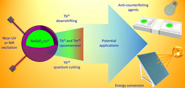 Graphical abstract: Multi-emission processes of hierarchically structured NaGdF4:Tm:Yb:Tb core@shell nanoparticles