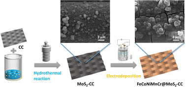 Graphical abstract: An amorphous FeCoNiMnCr high-entropy alloy supported by 2H-MoS2 on carbon cloth as a highly efficient and robust electrocatalyst for water oxidation
