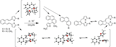 Graphical abstract: Mechanistic insights into the thermal transformations of heterocyclic o-distyrylbenzenes: an experimental and computational study