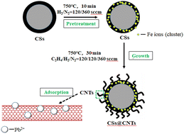 Graphical abstract: Removal efficiency of Pb(ii) by coal fly ash cenospheres@carbon nanotubes