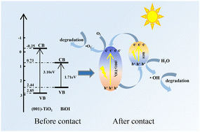 Graphical abstract: (001)-TiO2 nanosheets loaded on BiOI improve carrier separation and enhance the photocatalytic activity