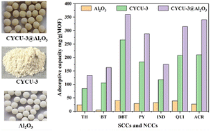 Graphical abstract: Denitrogenation and desulfurization of model oil through adsorption process using one-pot-synthesized reusable CYCU-3@Al2O3 composites