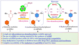 Graphical abstract: A single-pot synthesis of 4-hydroxybenzophenones via acid-catalyzed alkoxylation of p-quinone methides followed by DDQ-assisted oxo-demethoxylation