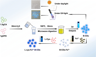 Graphical abstract: Carbon dots with high quantum yields used for Fe3+ detection, information encryption and anti-counterfeiting