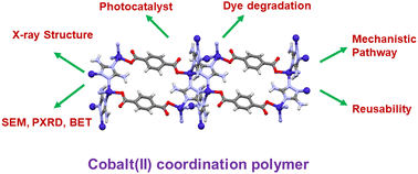 Graphical abstract: 3D construction of a cobalt(ii) coordination polymer as a photocatalyst for the degradation of methyl green dye under visible light and its mechanistic pathway