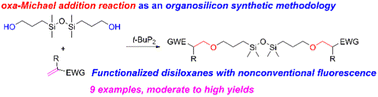 Graphical abstract: Synthesis of functionalized disiloxanes with nonconventional fluorescence via oxa-Michael addition reaction