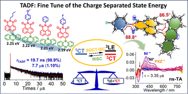 Graphical abstract: Fine-tuning of the charge-separated state energy in compact orthogonal naphthalene–phenoxazine dyads and its effect on the thermally-activated delayed fluorescence