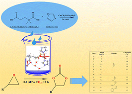 Graphical abstract: A copper(ii) metal–organic framework with 2,2-dimethylglutarate and imidazole ligands: synthesis, characterization and catalytic performance for cycloaddition of CO2 to epoxides