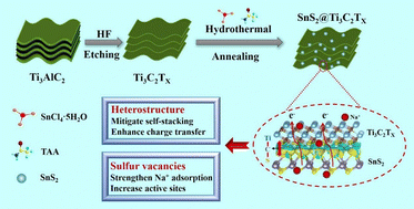 Graphical abstract: A strongly coupled 3D SnS2@Ti3C2Tx heterojunction with vacancies for high-efficiency sodium storage