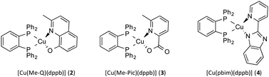 Graphical abstract: Novel heteroleptic copper(i) complexes merging the chelating 1,2-bis-diphenyldiphosphine and various L^X type coligands