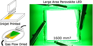 Graphical abstract: Large area inkjet-printed metal halide perovskite LEDs enabled by gas flow assisted drying and crystallization