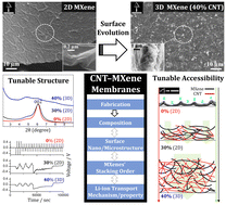 Graphical abstract: CNT–MXene ultralight membranes: fabrication, surface nano/microstructure, 2D–3D stacking architecture, ion-transport mechanism, and potential application as interlayers for Li–O2 batteries