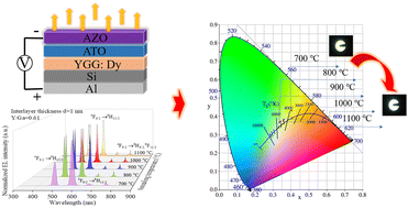 Graphical abstract: Bright white electroluminescence from polycrystalline dysprosium-doped yttrium gallium garnet nanofilms fabricated by atomic layer deposition on silicon