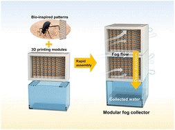 Graphical abstract: Manufacture of a modular fog harvesting system combining 3D printing and wettability-contrasting patterns