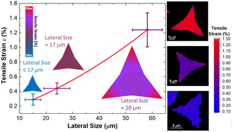 Graphical abstract: Built-in tensile strain dependence on the lateral size of monolayer MoS2 synthesized by liquid precursor chemical vapor deposition