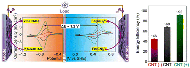 Graphical abstract: Electrostatically driven unidirectional molecular flux for high performance alkaline flow batteries