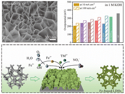 Graphical abstract: A moderate method for in situ growing Fe-based LDHs on Ni foam for catalyzing the oxygen evolution reaction