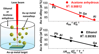 Graphical abstract: Physical and chemical parameters determining the formation of gold–sp metal (Al, Ga, In, and Pb) nanoalloys