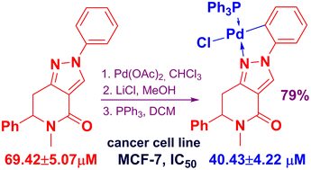 Graphical abstract: Bilateral metalloheterocyclic systems based on palladacycle and piperidine-2,4-dione pharmacophores