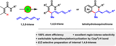 Graphical abstract: Chelation-assisted iridium-catalyzed hydroalkenylation and hydroarylation/cyclization with conjugated trienes