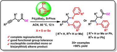 Graphical abstract: Palladium-catalyzed regioselective synthesis of mono and bis(arylthiol) alkenes from propargyl carbonate and thiophenol