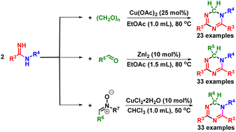 Graphical abstract: Construction of 1,2-dihydro-1,3,5-triazines via reactions involving amidines