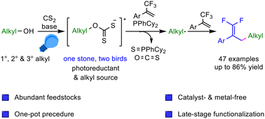 Graphical abstract: Defluorinative alkylation of 1-trifluoromethyl alkenes with alkyl radicals derived from visible light-induced deoxygenation of xanthate salts: synthesis of gem-difluoroalkenes