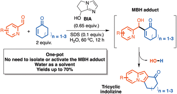 Graphical abstract: One-pot organocatalyzed synthesis of tricyclic indolizines