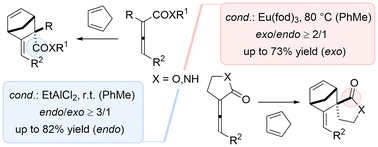 Graphical abstract: Diastereoselective, Lewis acid-mediated Diels–Alder reactions of allenoic acid derivatives and 1,3-cyclopentadienes