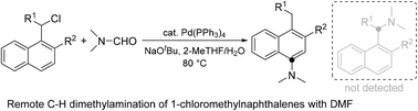 Graphical abstract: Palladium-catalyzed C–H dimethylamination of 1-chloromethyl naphthalenes with N,N-dimethylformamide as the dimethyl amino source