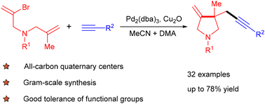 Graphical abstract: Pd/Cu-catalyzed cascade Heck-type reactions of alkenyl halides with terminal alkynes toward substituted pyrrolidine analogues