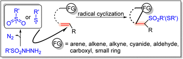 Graphical abstract: Applications of sulfonyl hydrazides in radical cyclization of alkenes