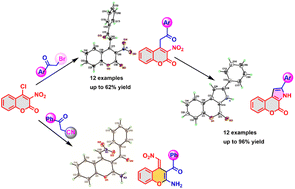 Graphical abstract: 4-Chloro-3-nitrocoumarin as a precursor for synthesis of 2-arylchromeno[3,4-b]pyrrol-4(3H)-ones: a case of nitro group directed reductive coupling