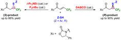 Graphical abstract: Base-catalyzed diastereodivergent thia-Michael addition to chiral β-trifluoromethyl-α,β-unsaturated N-acylated oxazolidin-2-ones