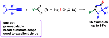 Graphical abstract: Dihydropyrrole-3-thiones: one-pot synthesis from propargylamines, acyl chlorides and sodium sulfide